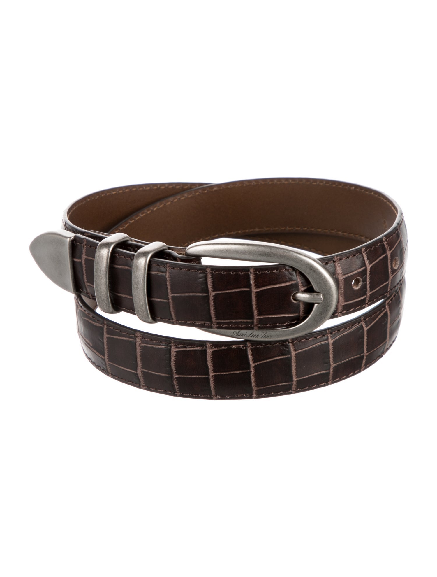 Aimé Leon Dore Skinny Embossed Leather Waist Belt