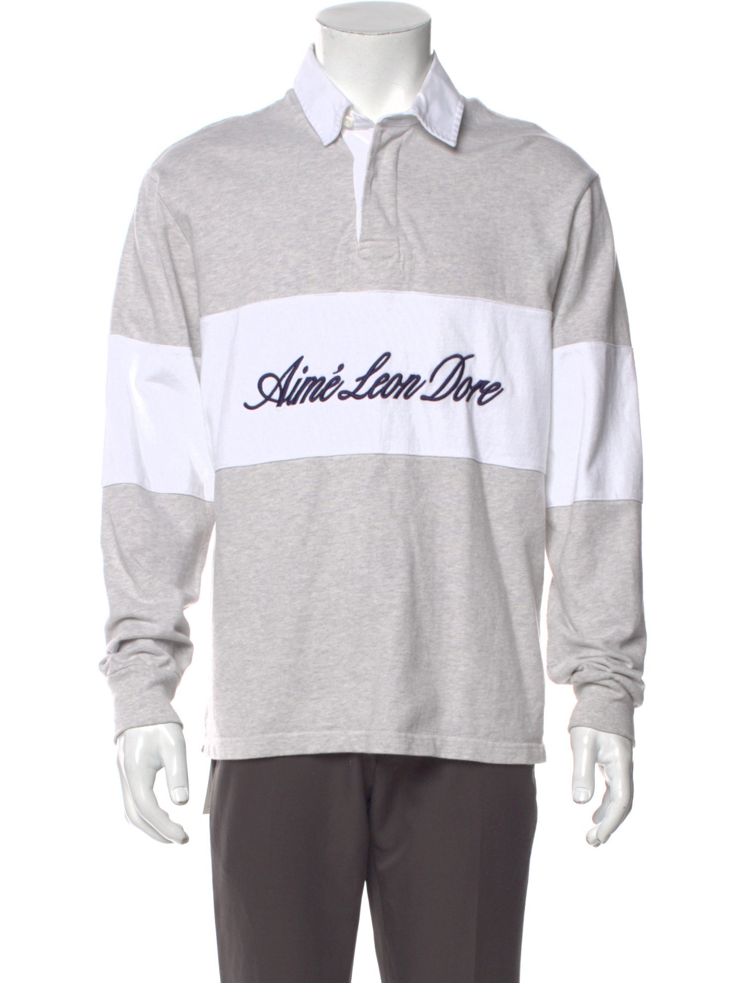 Aimé Leon Dore Graphic Print Mock Neck Polo Sweater