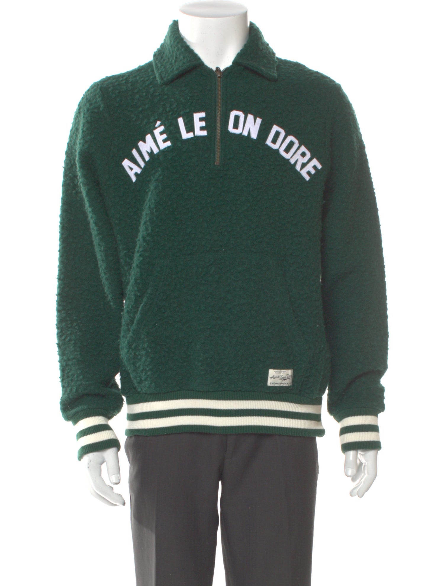 Aimé Leon Dore Virgin Wool Graphic Print Polo Sweater