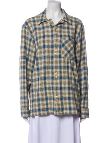 Pre-owned Aimé Leon Dore Plaid Print V-neck Sweater In Blue
