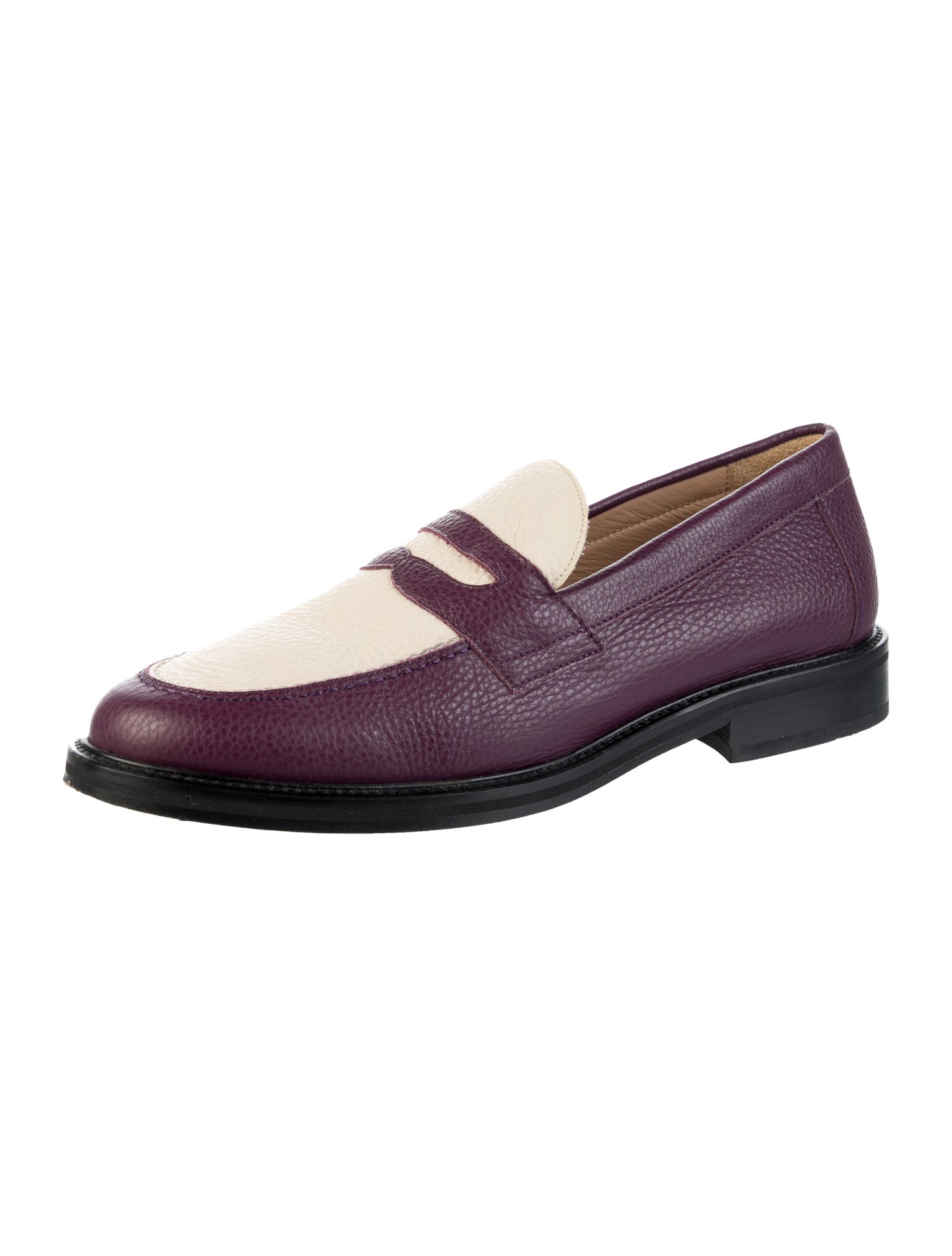 Aimé Leon Dore Leather Colorblock Pattern Dress Loafers
