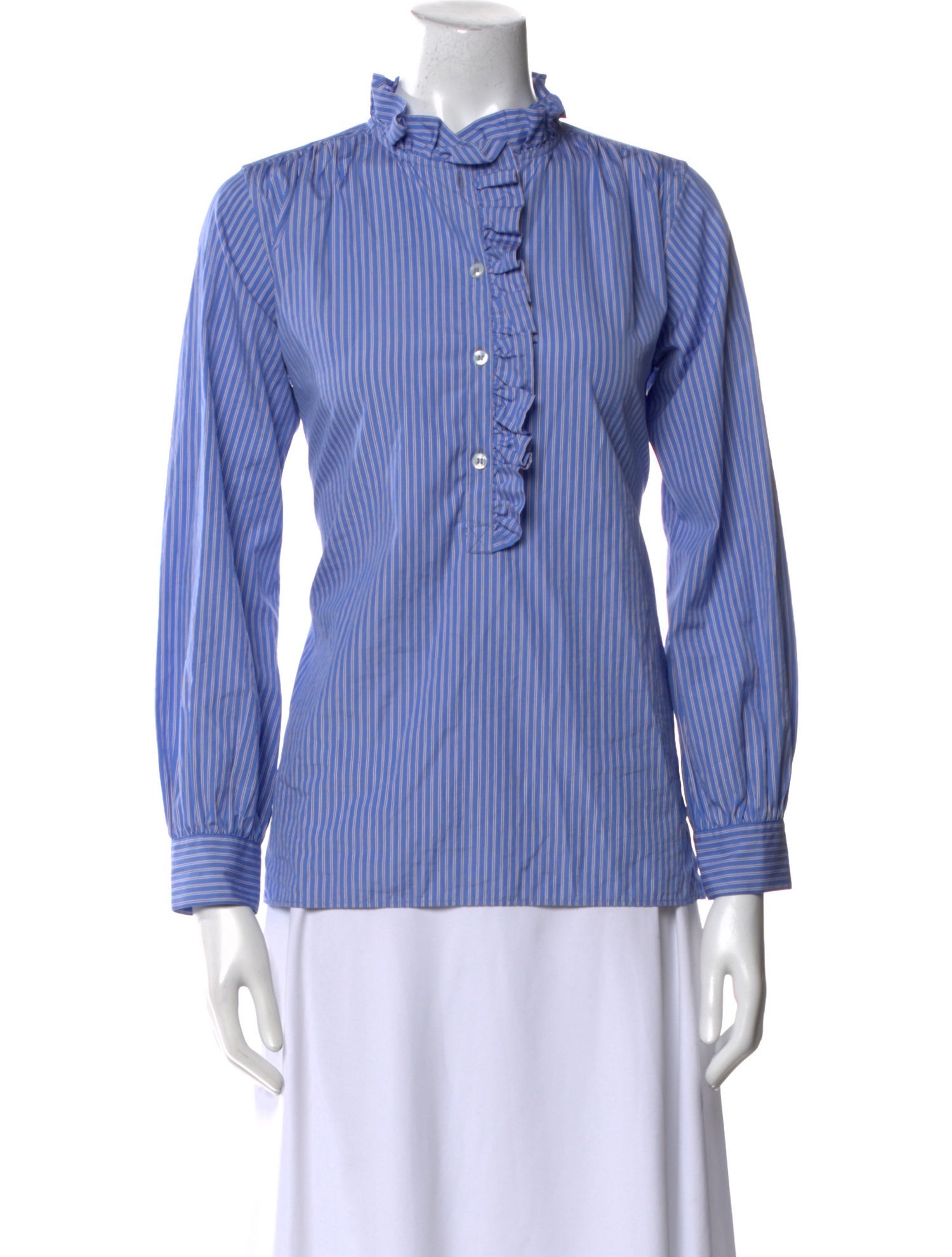 Aimé Mock Neck Long Sleeve Button-Up Top