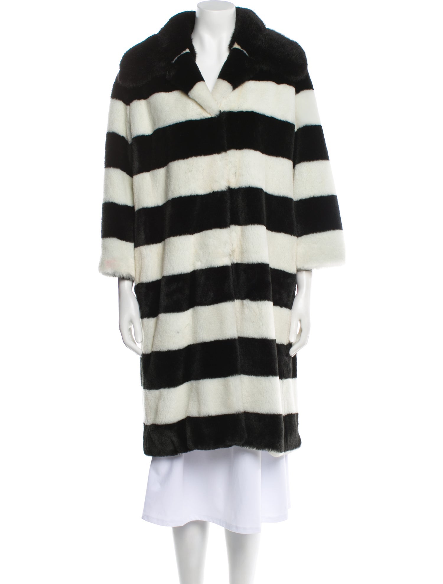 Ainea Striped Faux Fur Coat