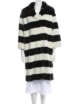Ainea Striped Faux Fur Coat
