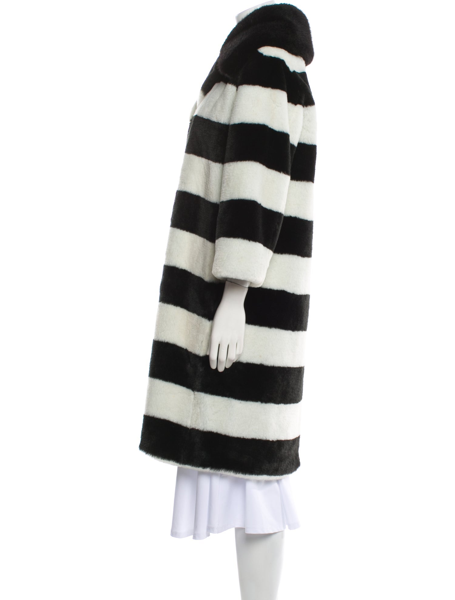 Ainea Striped Faux Fur Coat