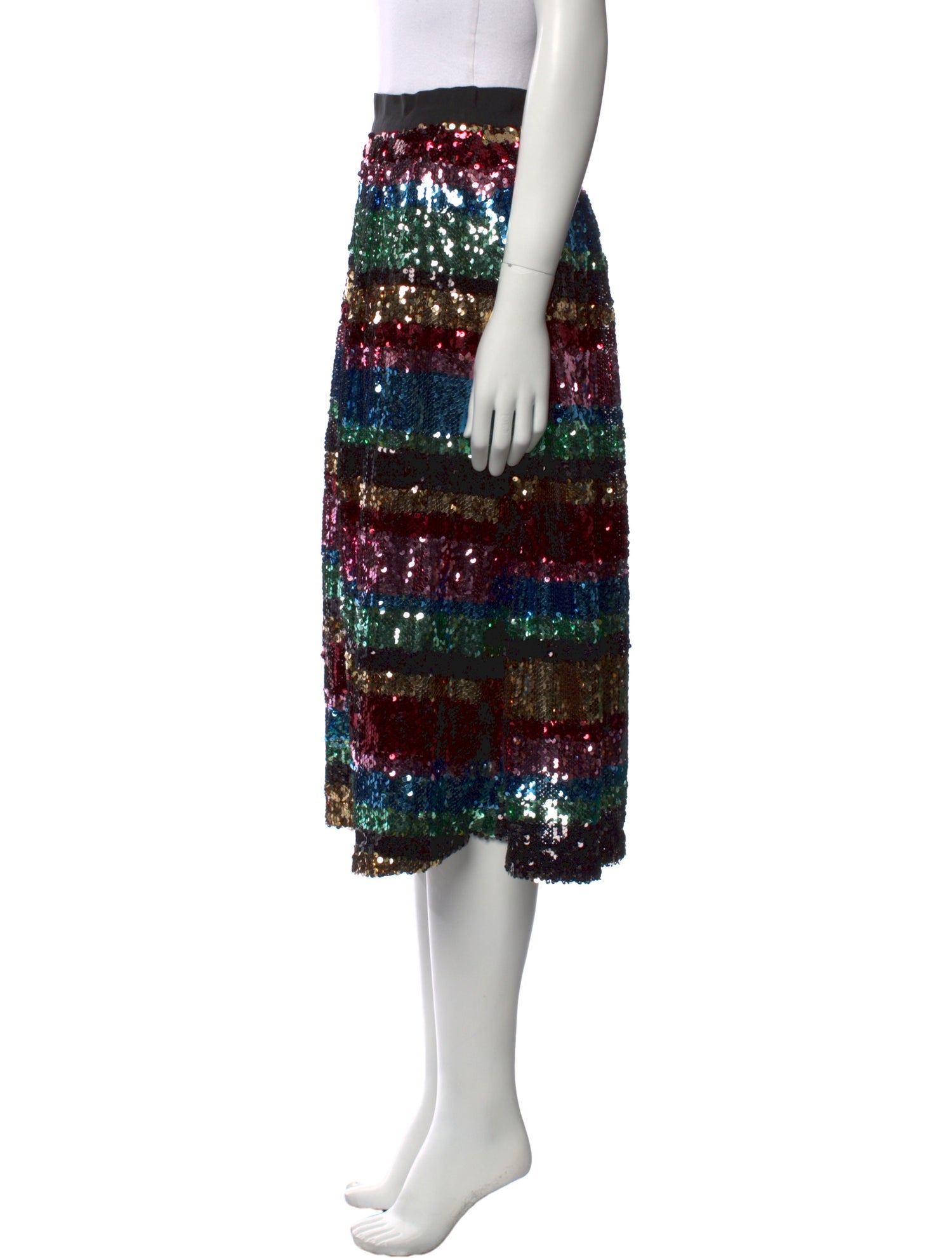 Ainea Striped Knee-Length Skirt