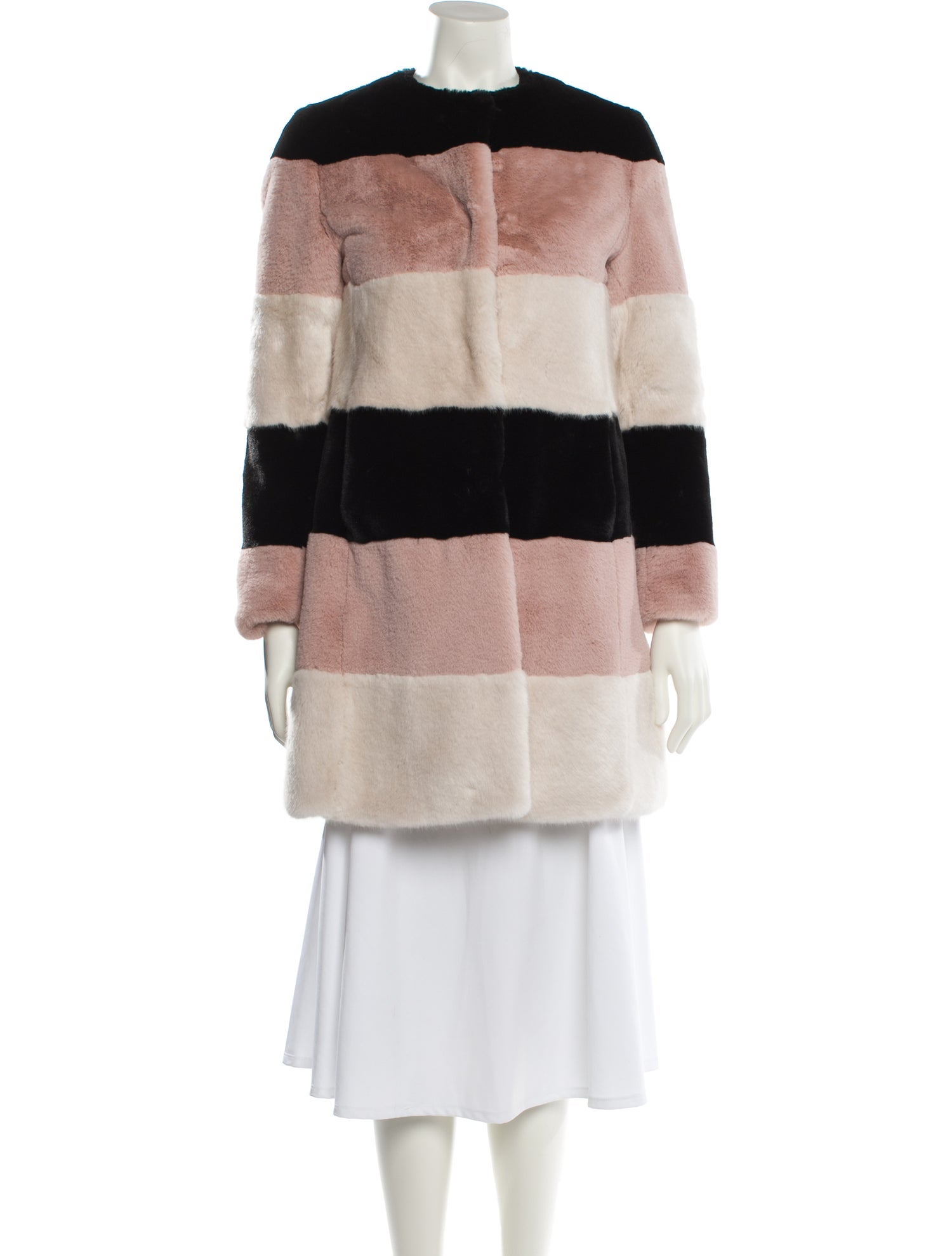 Ainea Striped Faux Fur Coat