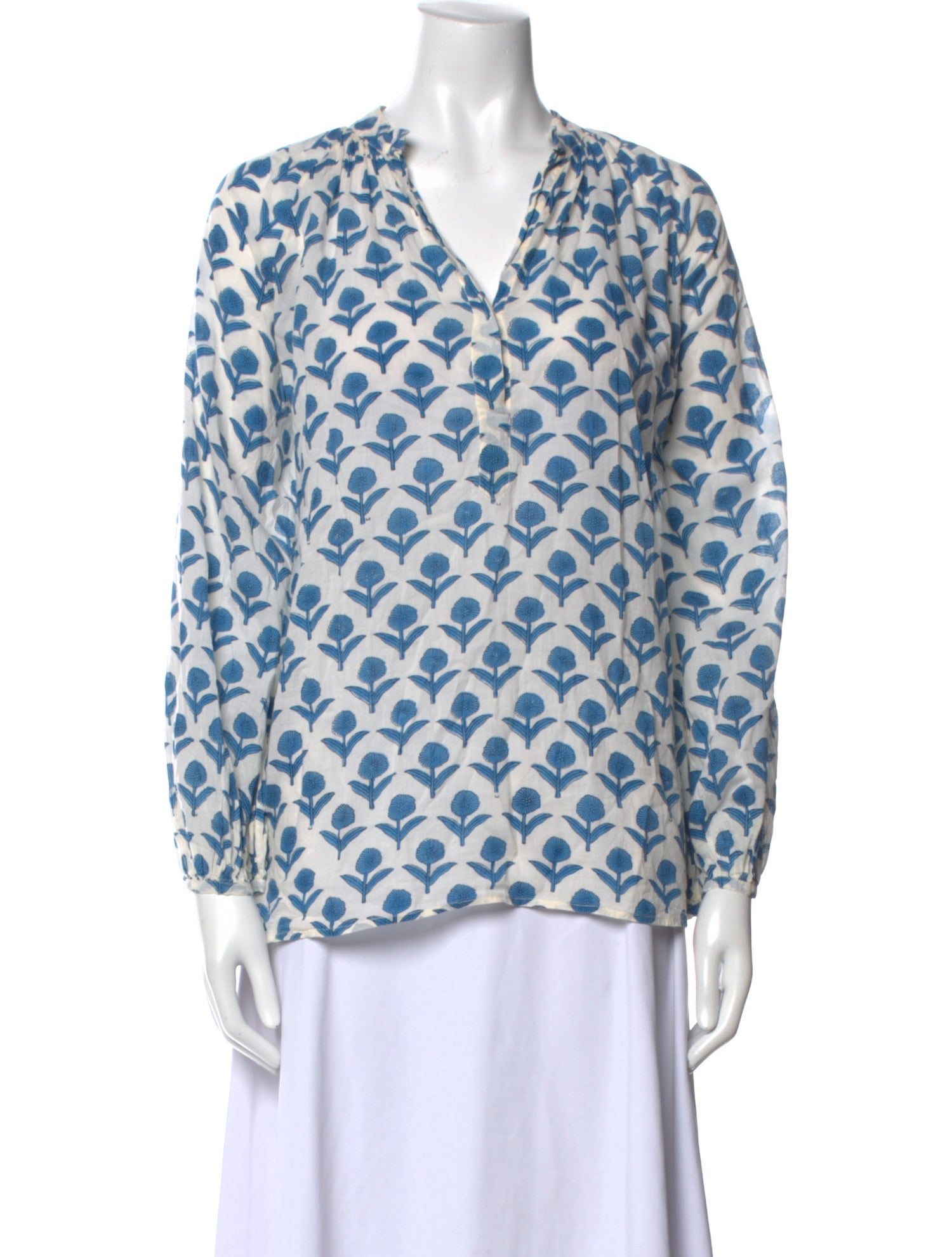 Aish Printed V-Neck Blouse