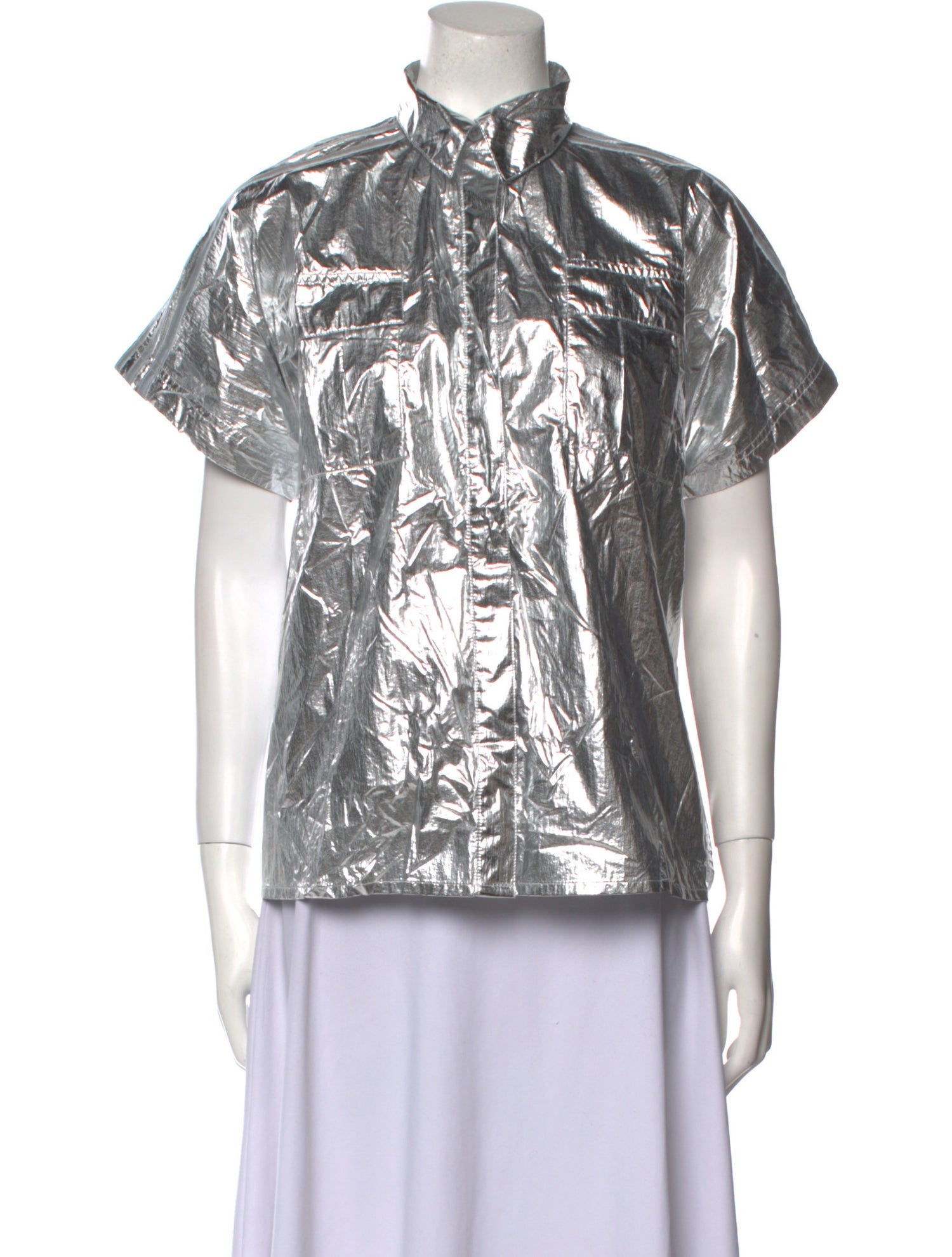 adidas x IVY PARK Printed Mock Neck Button-Up Top