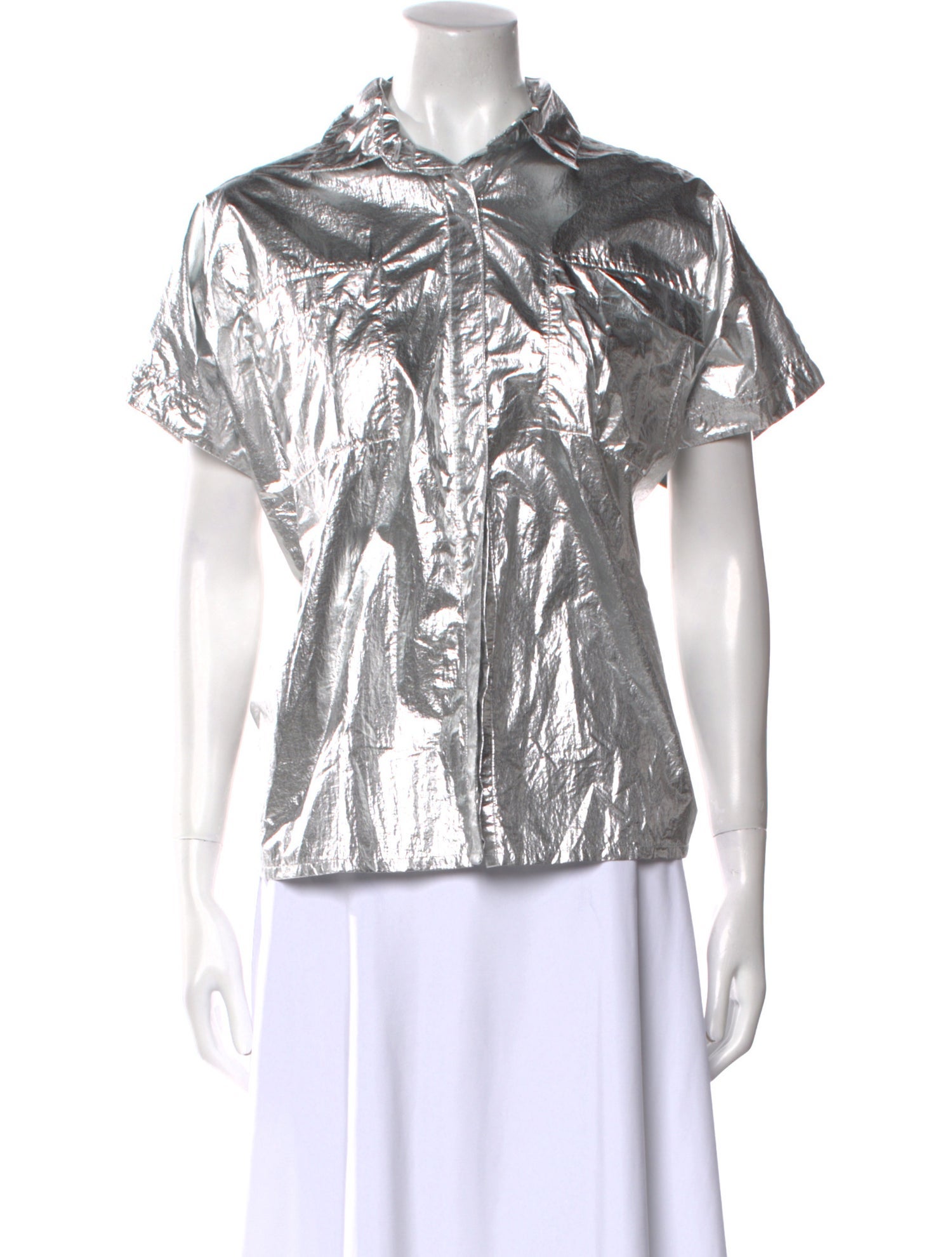 adidas x IVY PARK Graphic Print Mock Neck Button-Up Top