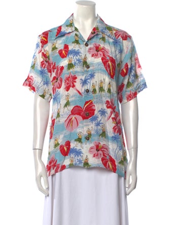 Avanti Silk Printed Button-Up Top