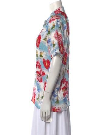 Avanti Silk Printed Button-Up Top