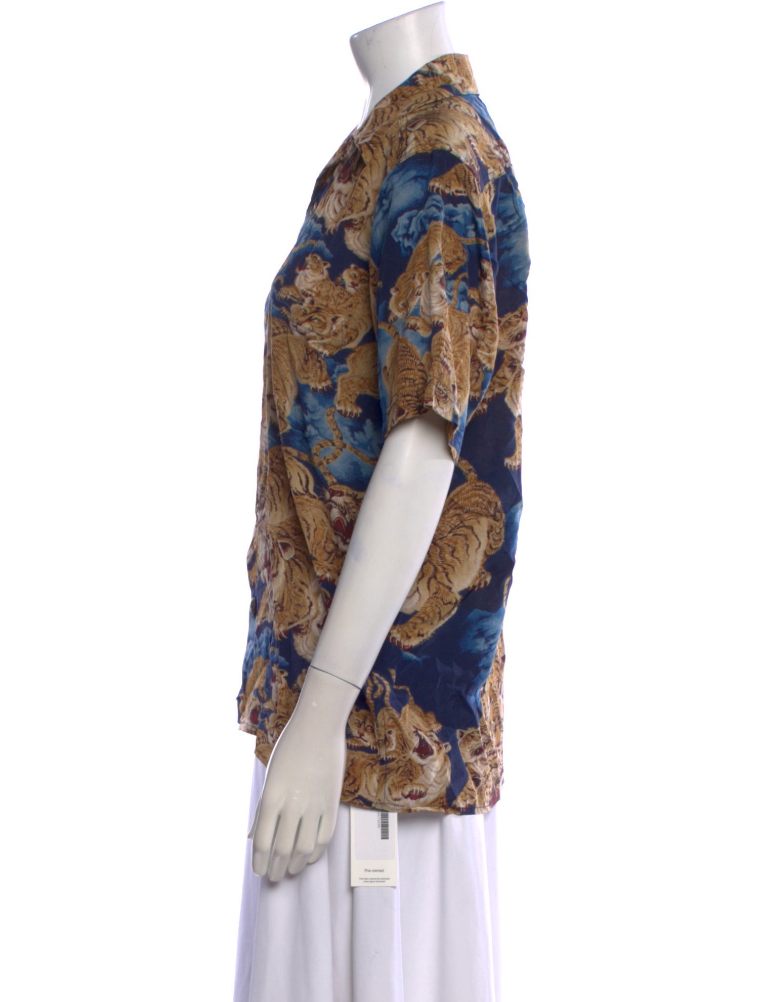 Avanti Silk Printed Button-Up Top