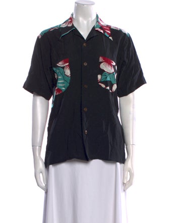 Avanti Silk Printed Button-Up Top
