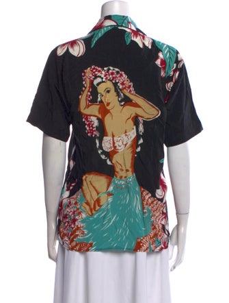 Avanti Silk Printed Button-Up Top