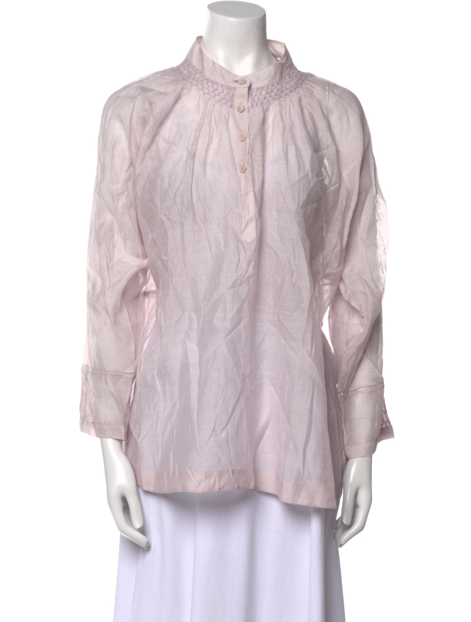 Eka Mock Neck Three-Quarter Sleeve Button-Up Top w/ Tags
