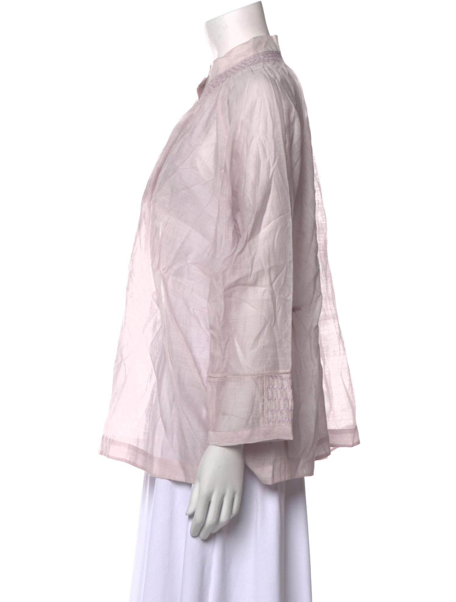 Eka Mock Neck Three-Quarter Sleeve Button-Up Top w/ Tags