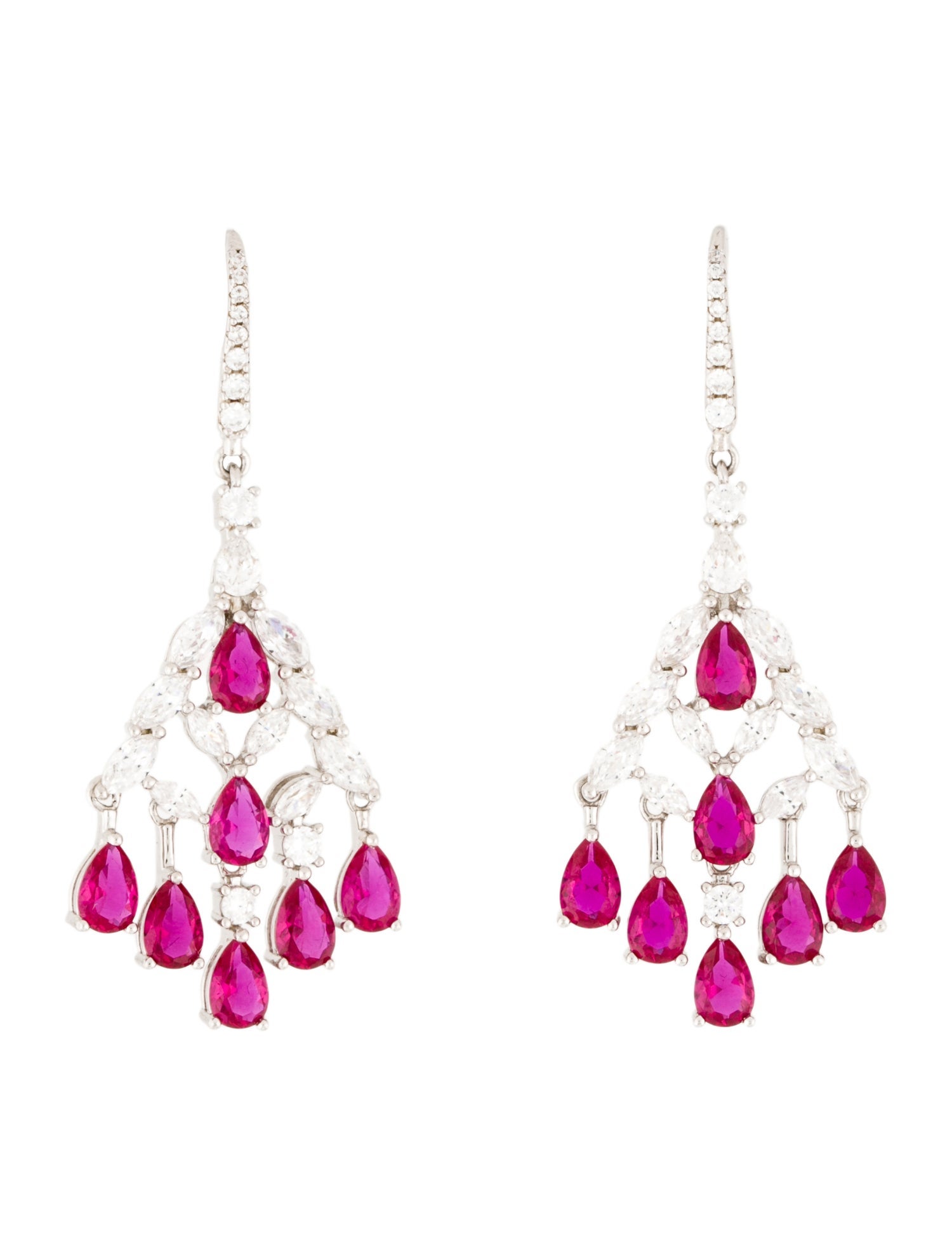 Anna Zuckerman Cubic Zirconia & Pink Sapphire Chandelier Earrings