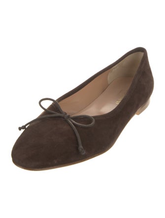 A. Soliani Suede Bow Accents Ballet Flats