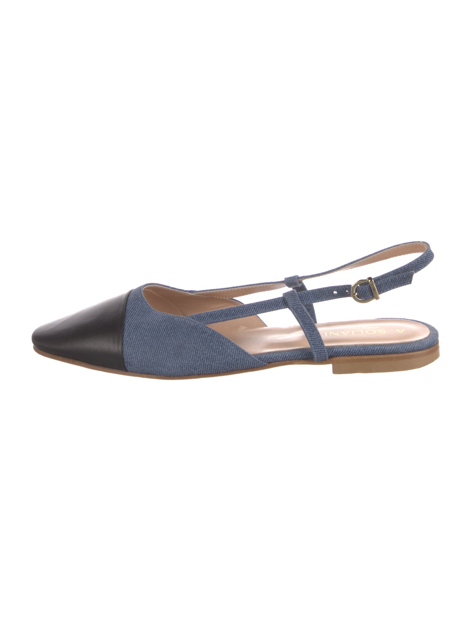 A. Soliani Leather Colorblock Pattern Slingback Flats