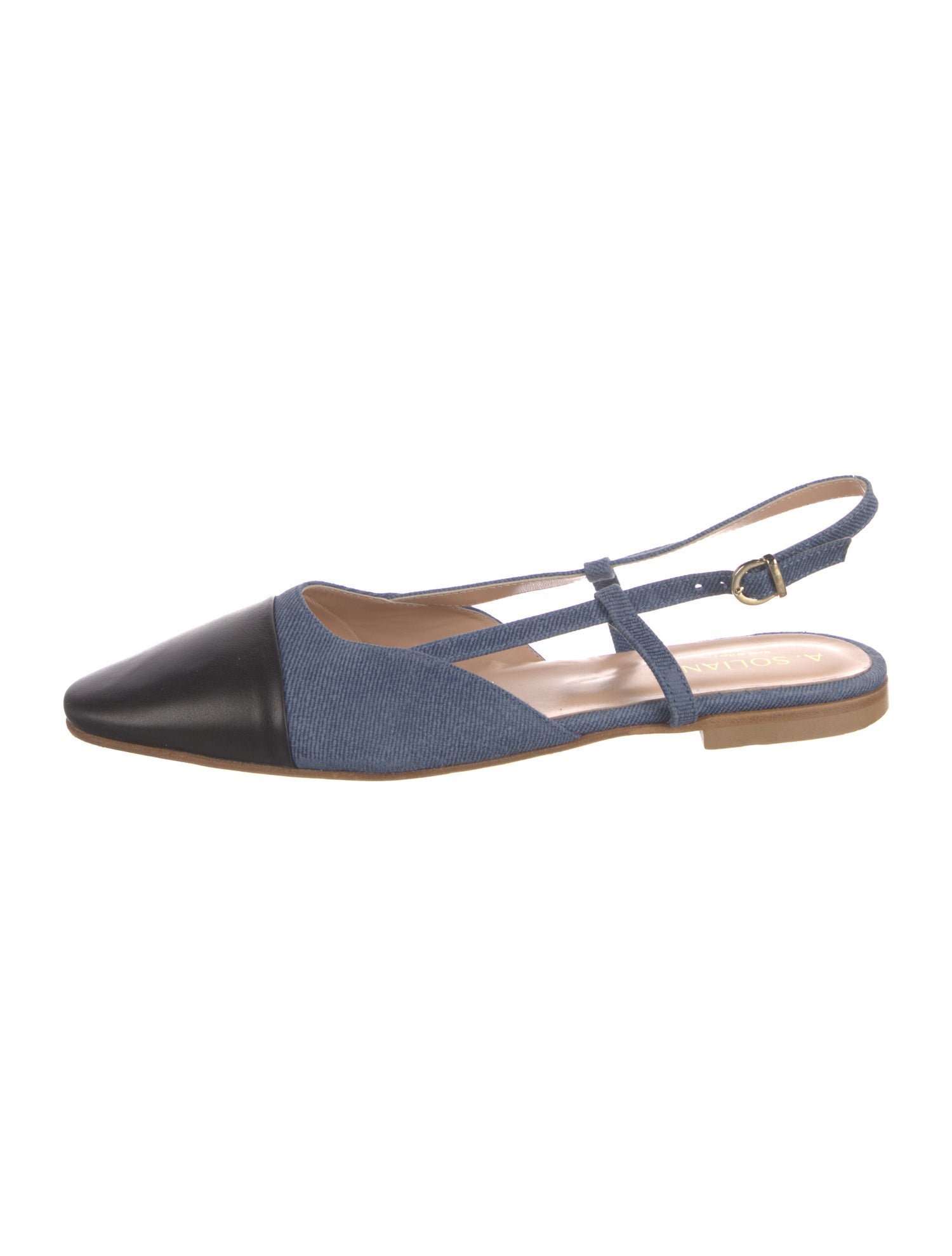 A. Soliani Leather Colorblock Pattern Slingback Flats