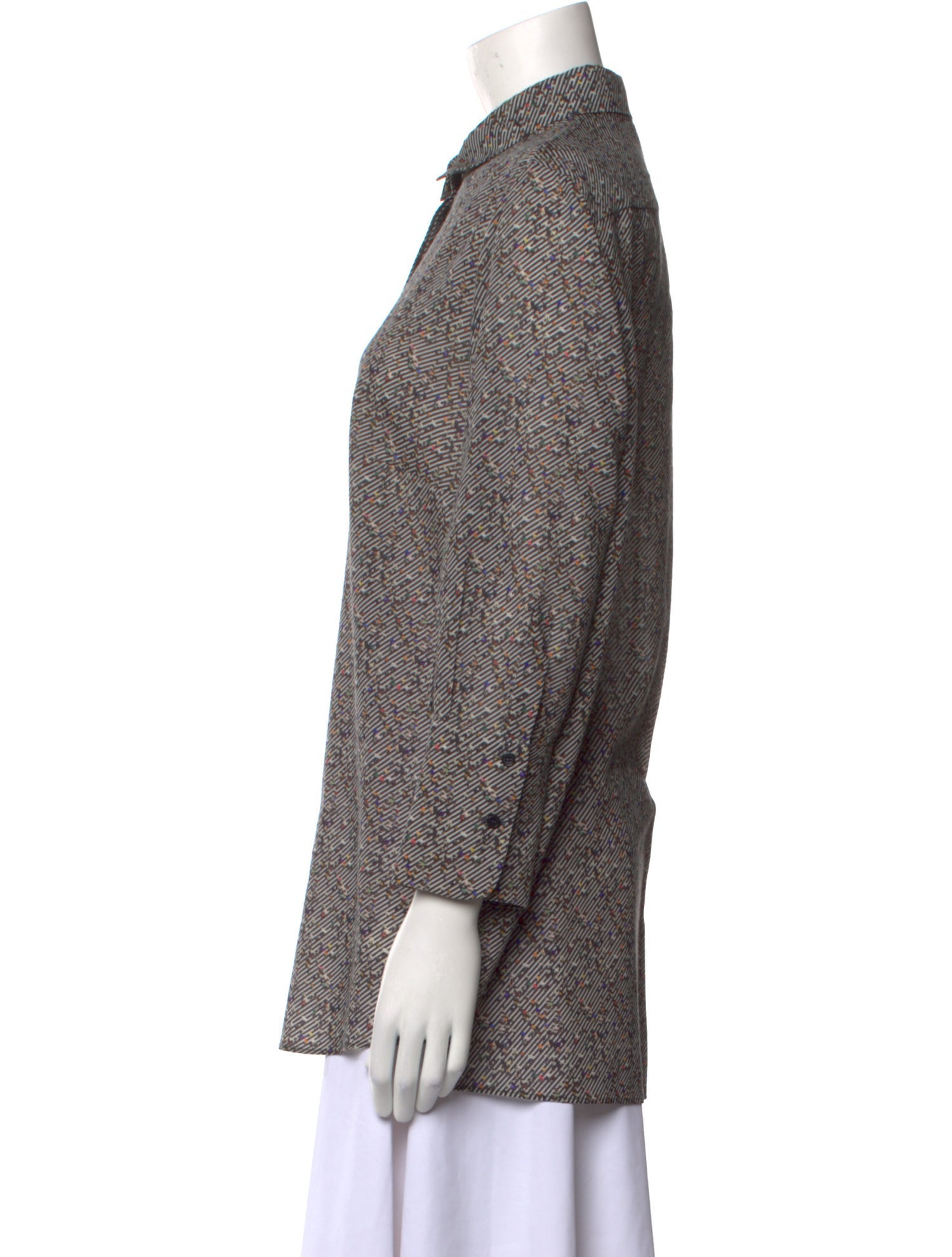 Akris Punto Wool Printed Button-Up Top