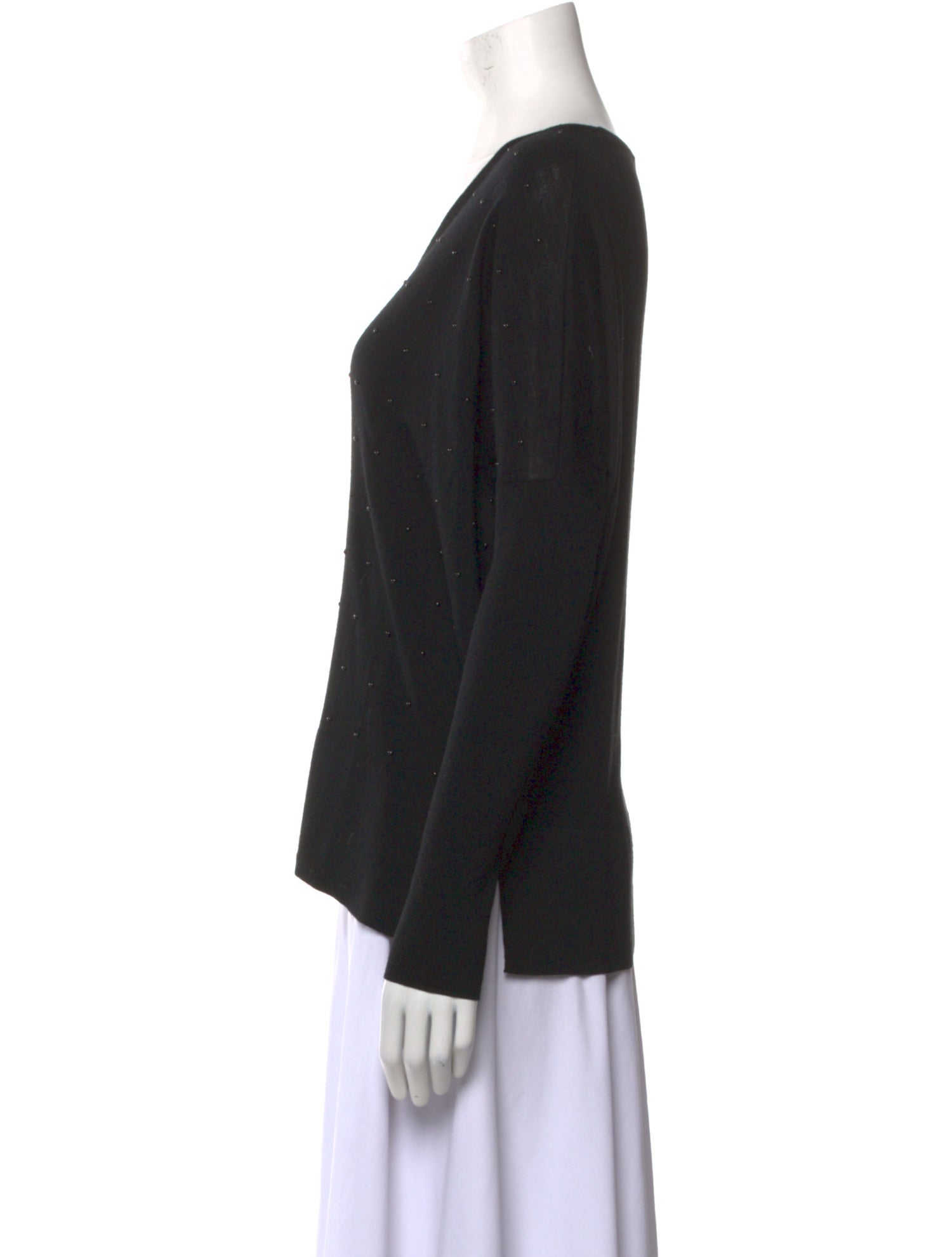 Akris Punto V-Neck Long Sleeve Top