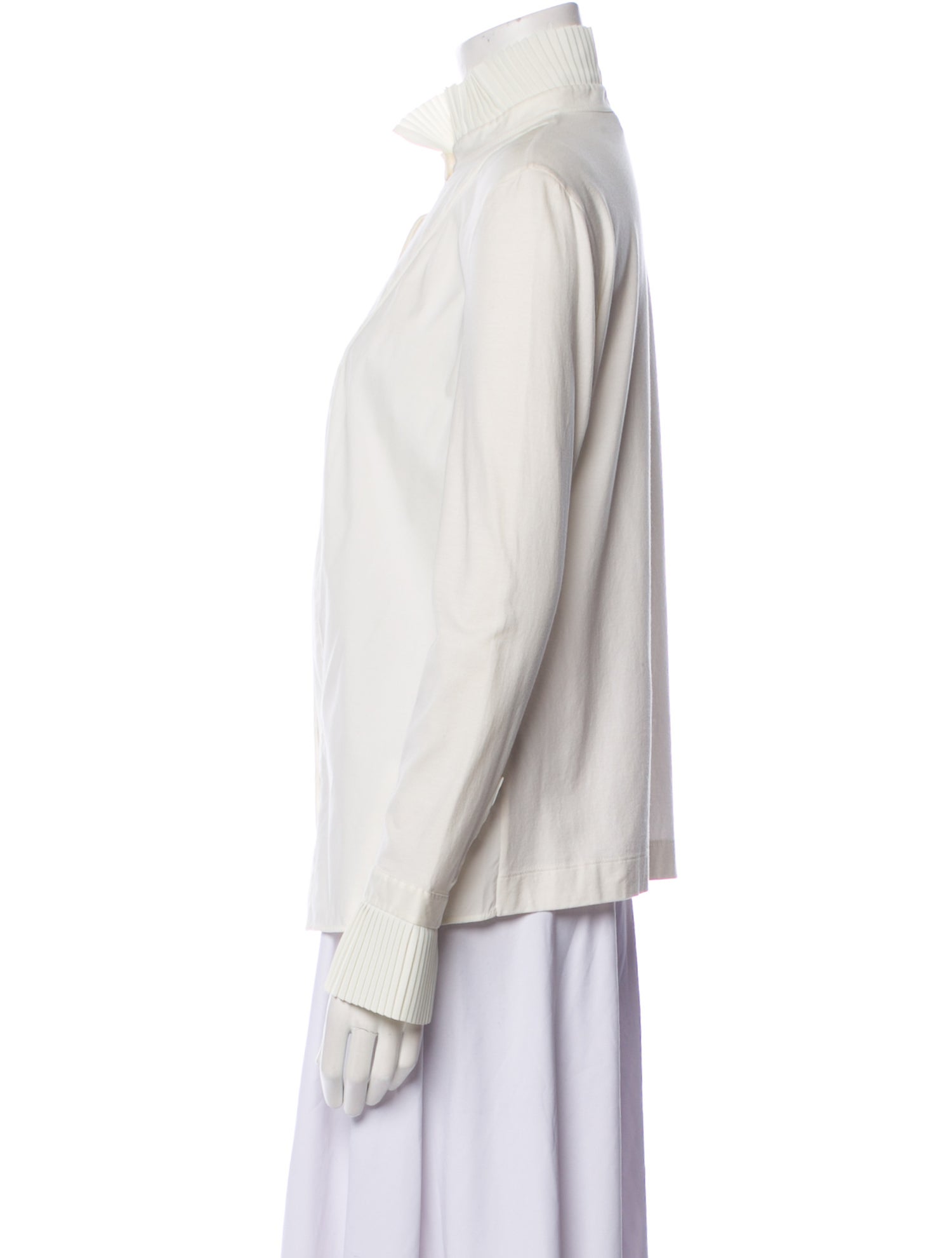 Akris Punto Mock Neck Long Sleeve Button-Up Top