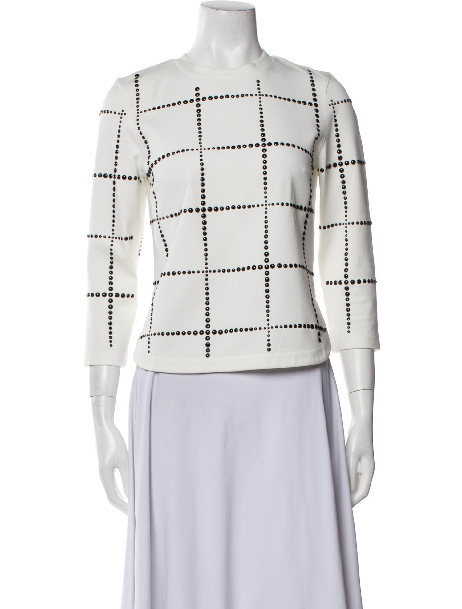 Akris Punto Plaid Print Crew Neck Crop Top