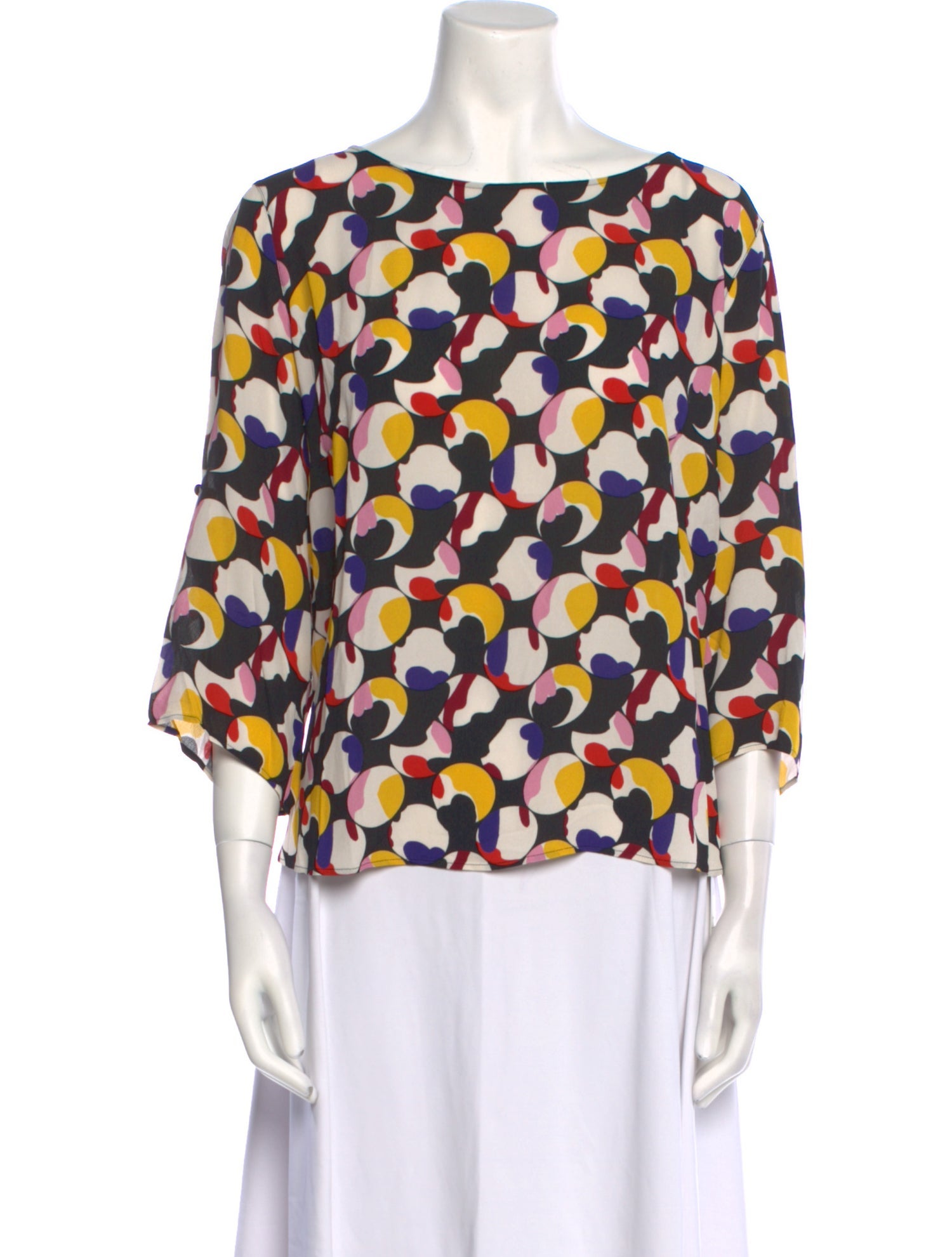 Akris Punto Printed Bateau Neckline Blouse