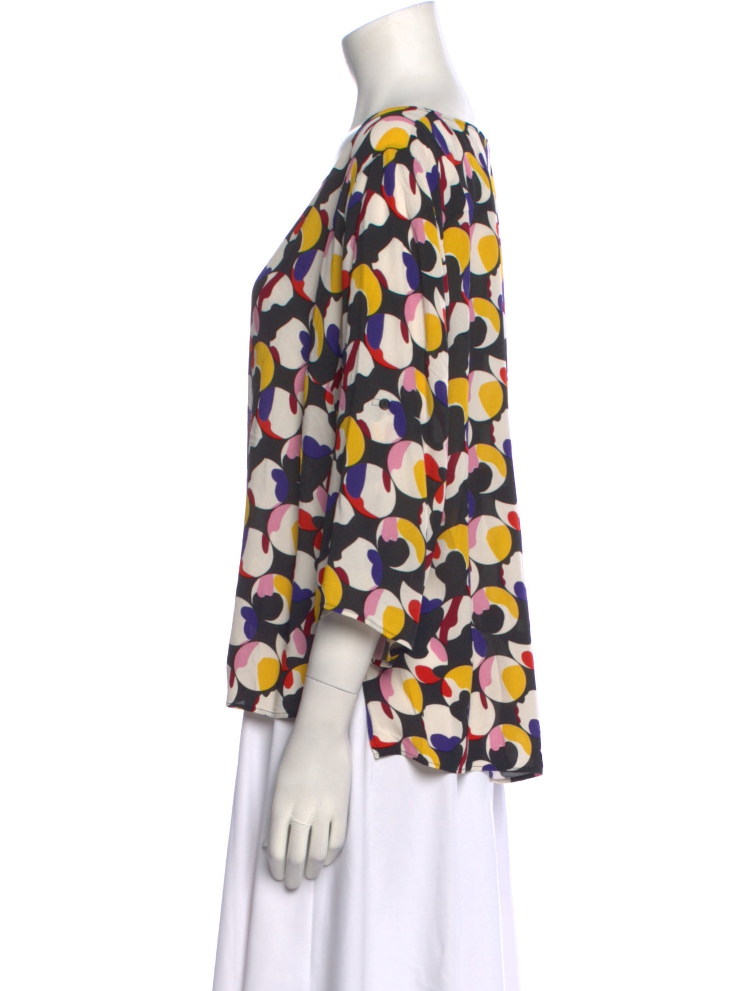 Akris Punto Printed Bateau Neckline Blouse