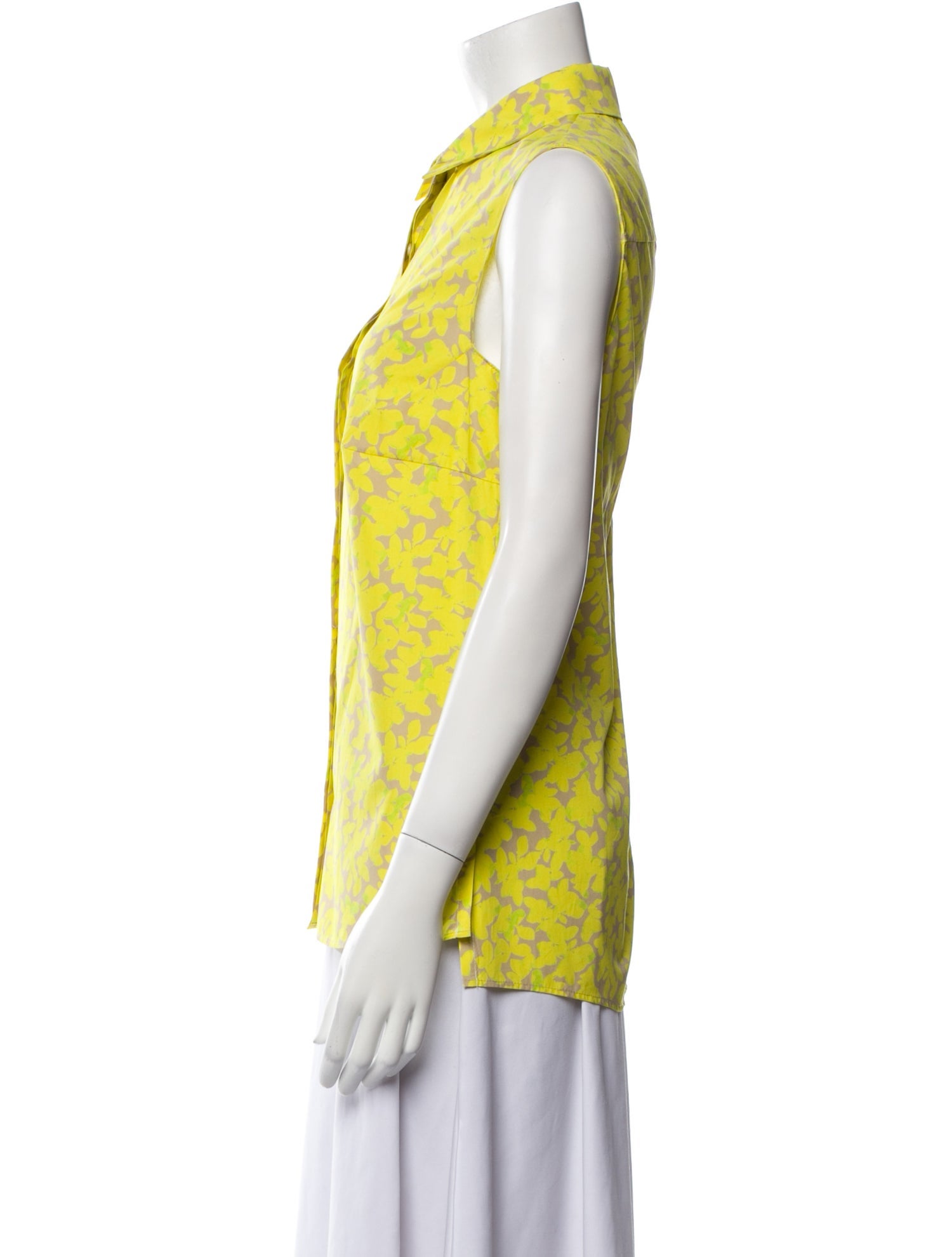 Akris Punto Printed Sleeveless Button-Up Top