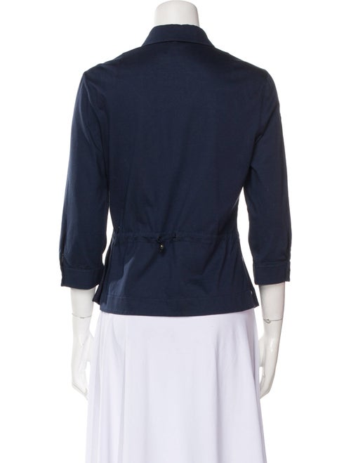 Akris Punto Polka Dot Print Three-Quarter Sleeve Button-Up Top