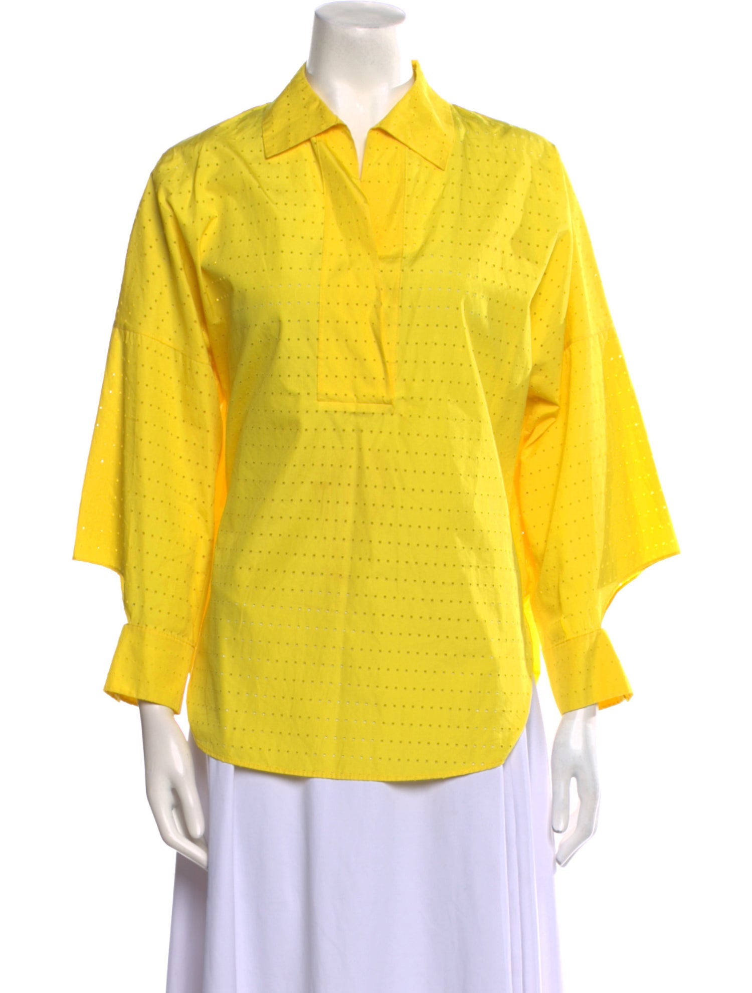 Akris Punto Three-Quarter Sleeve Button-Up Top