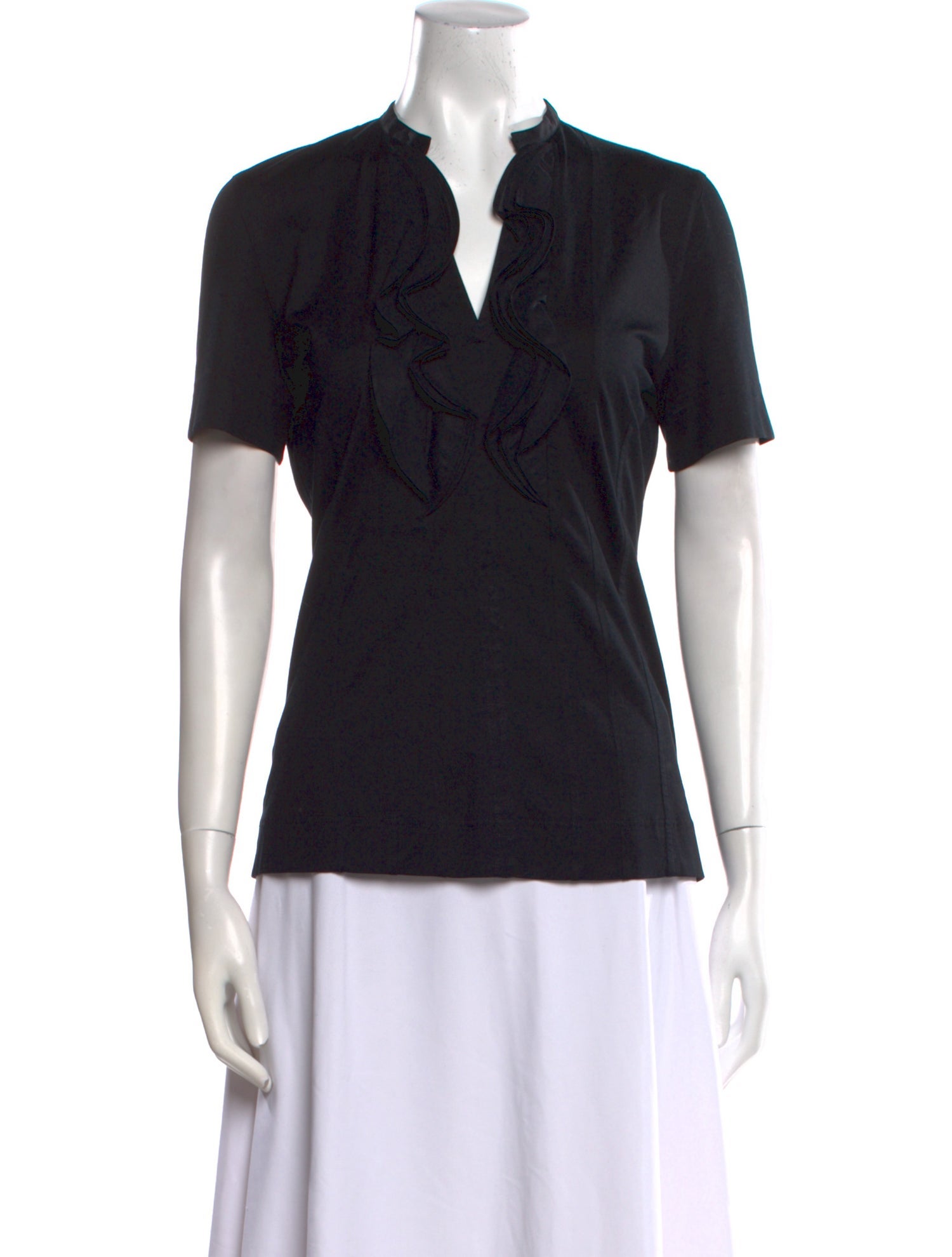 Akris Punto V-Neck Short Sleeve Top