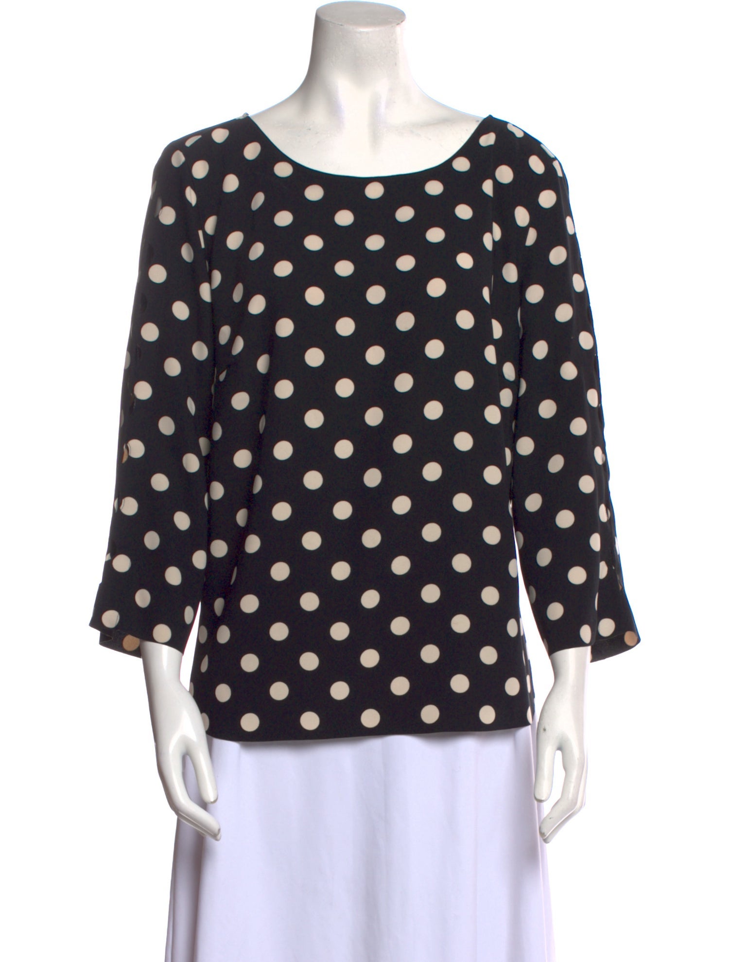 Akris Punto Polka Dot Print Bateau Neckline Blouse