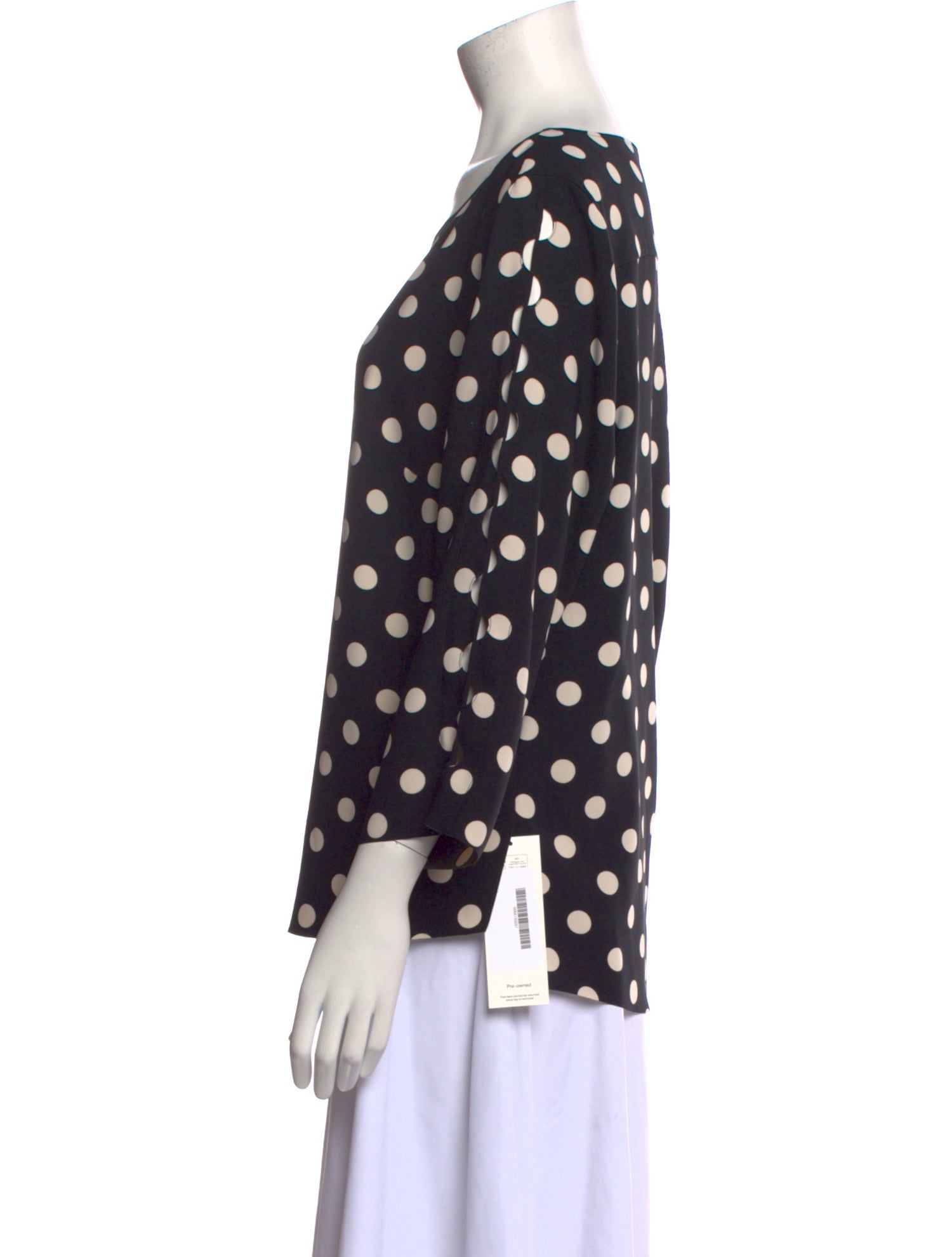 Akris Punto Polka Dot Print Bateau Neckline Blouse