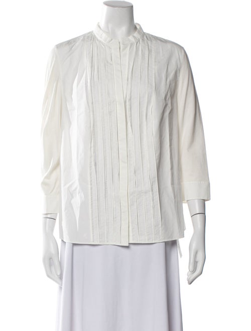 Akris Punto Striped Mock Neck Button-Up Top