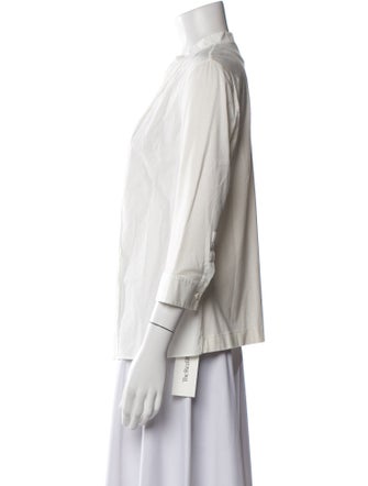 Akris Punto Striped Mock Neck Button-Up Top