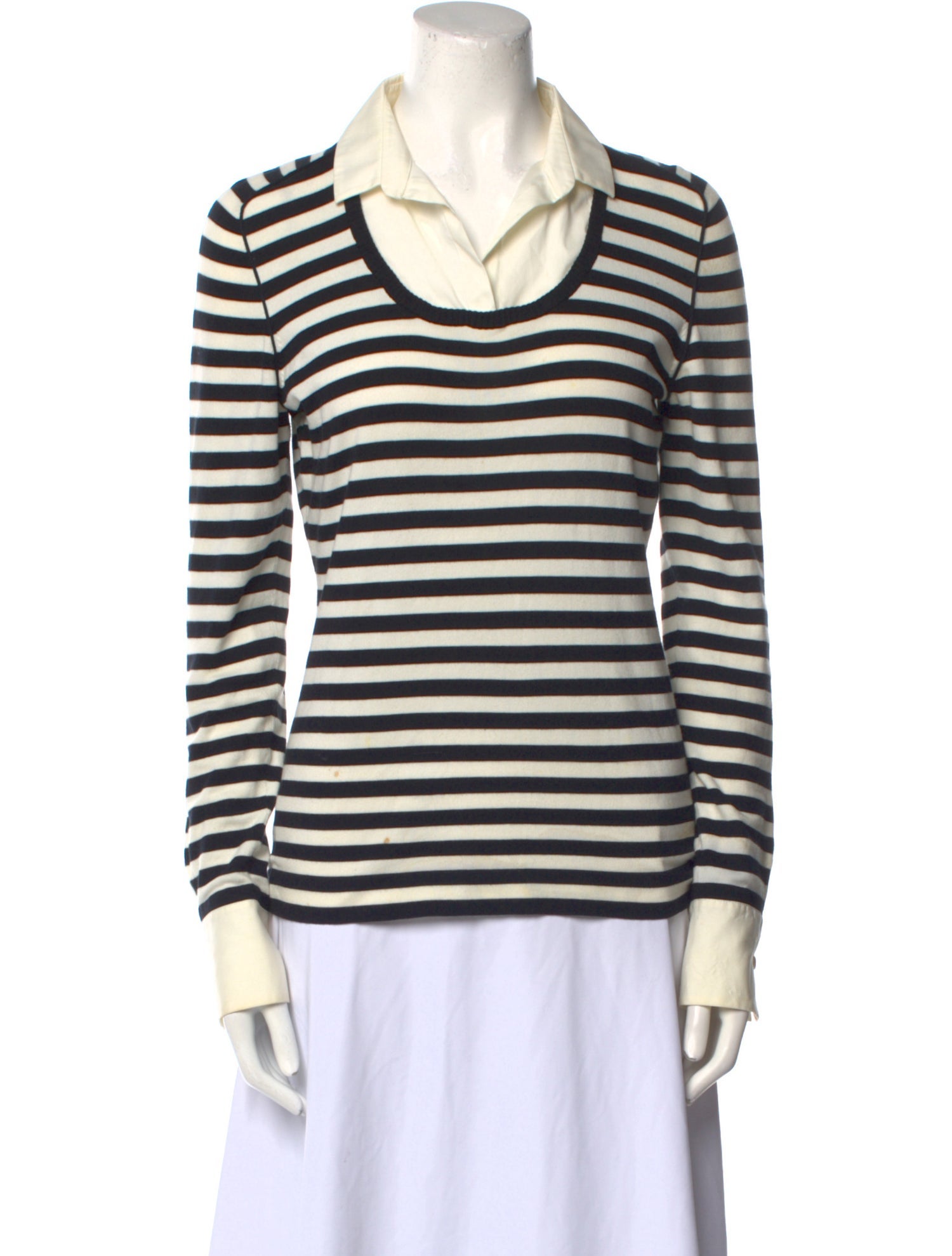 Akris Punto Striped Cowl Neck Top