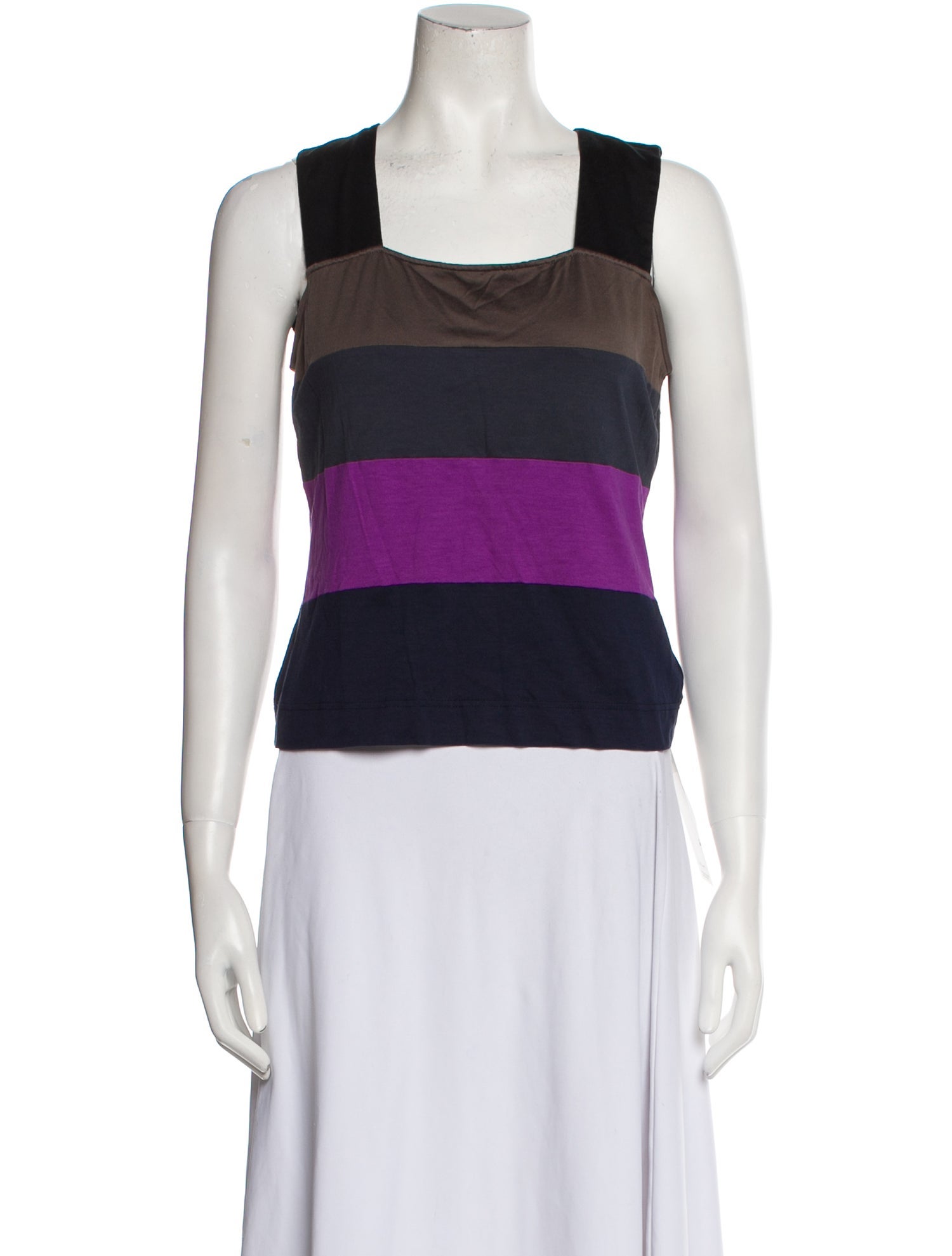 Akris Punto Striped Square Neckline Crop Top