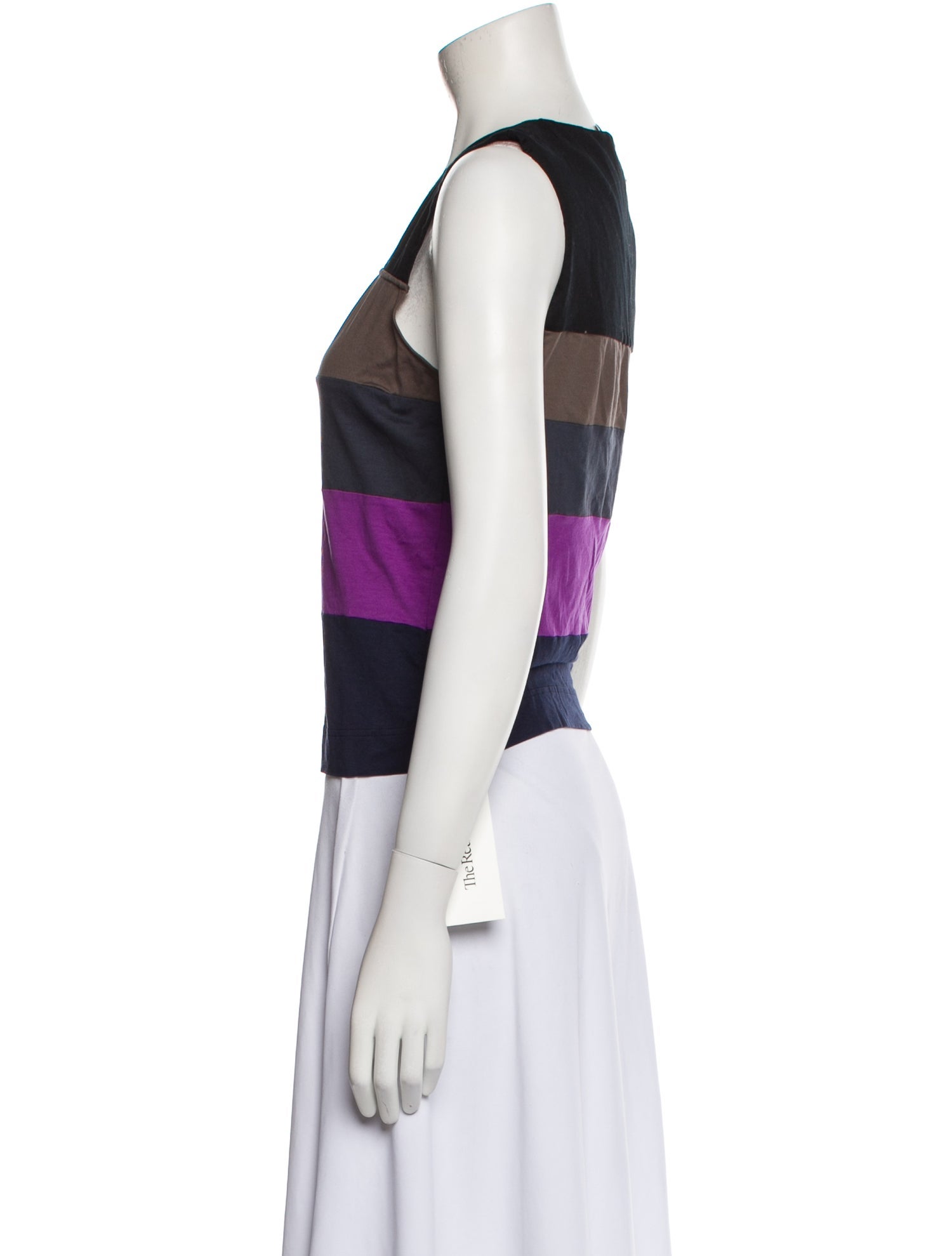 Akris Punto Striped Square Neckline Crop Top