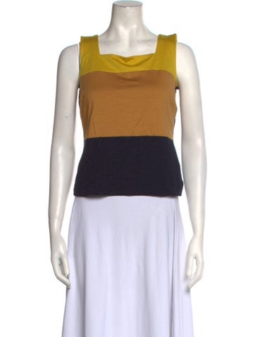 Akris Punto Tops Colorblock Pattern Square Neckline Crop Top M