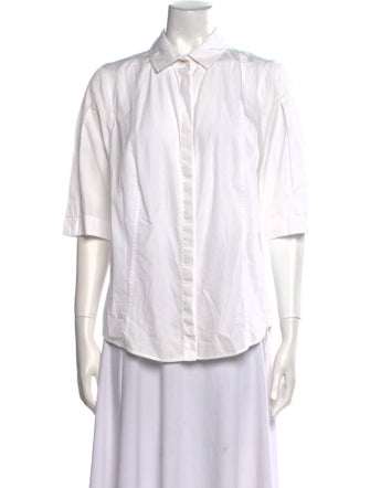 Akris Punto Three-Quarter Sleeve Button-Up Top