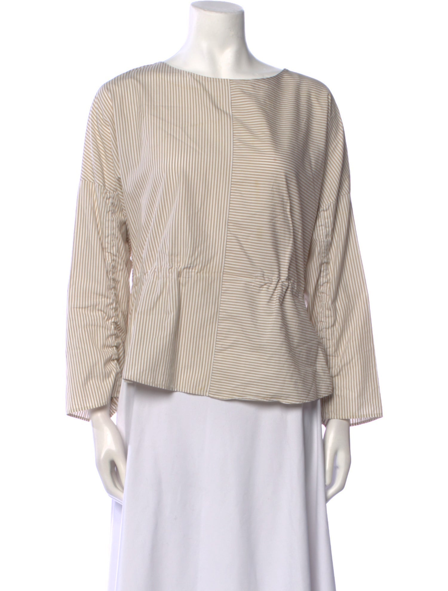 Akris Punto Striped Bateau Neckline Blouse