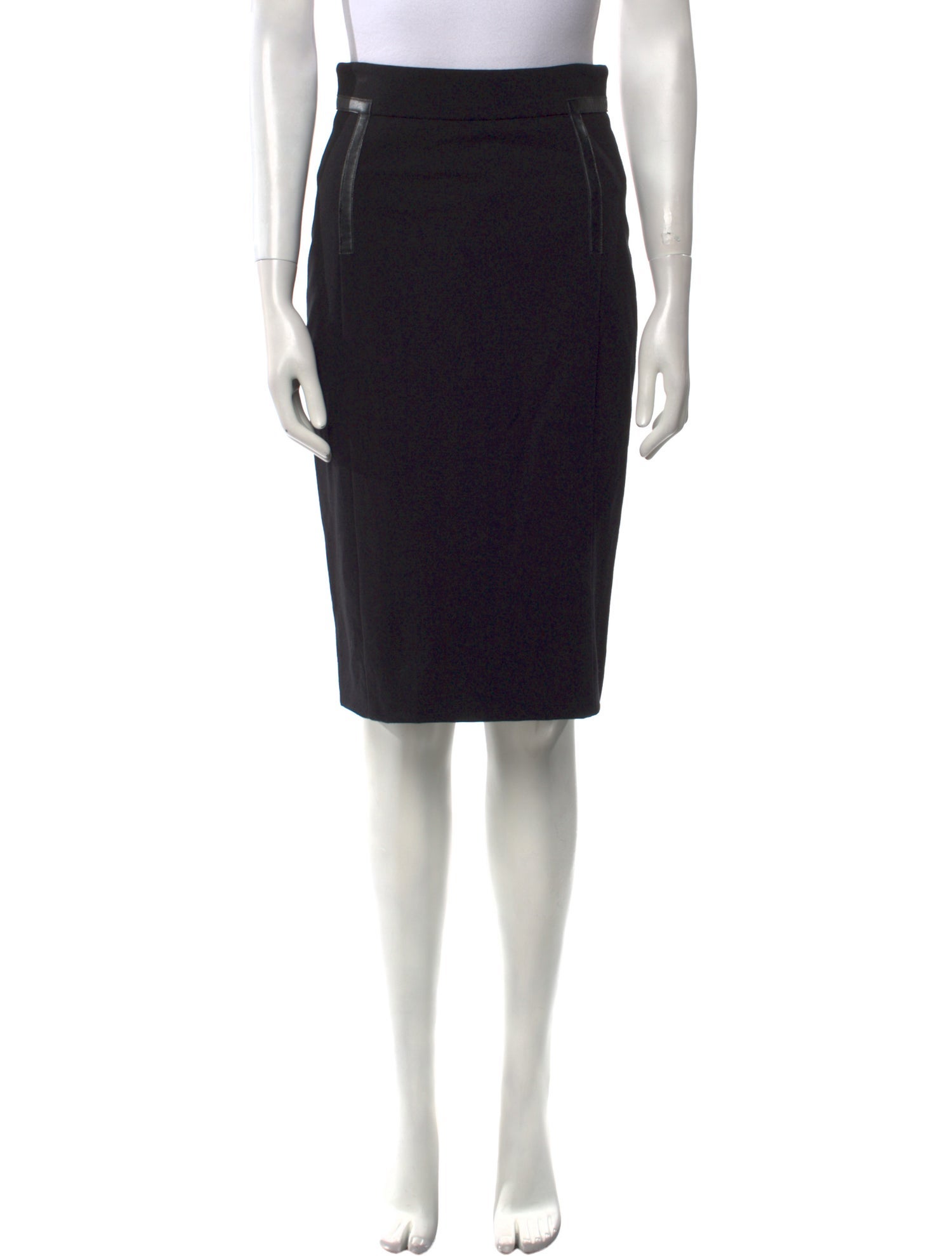 Akris Punto Leather Trim Embellishment Knee-Length Skirt