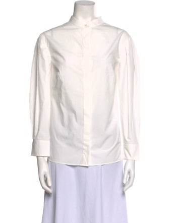 Akris Punto Mock Neck Long Sleeve Button-Up Top