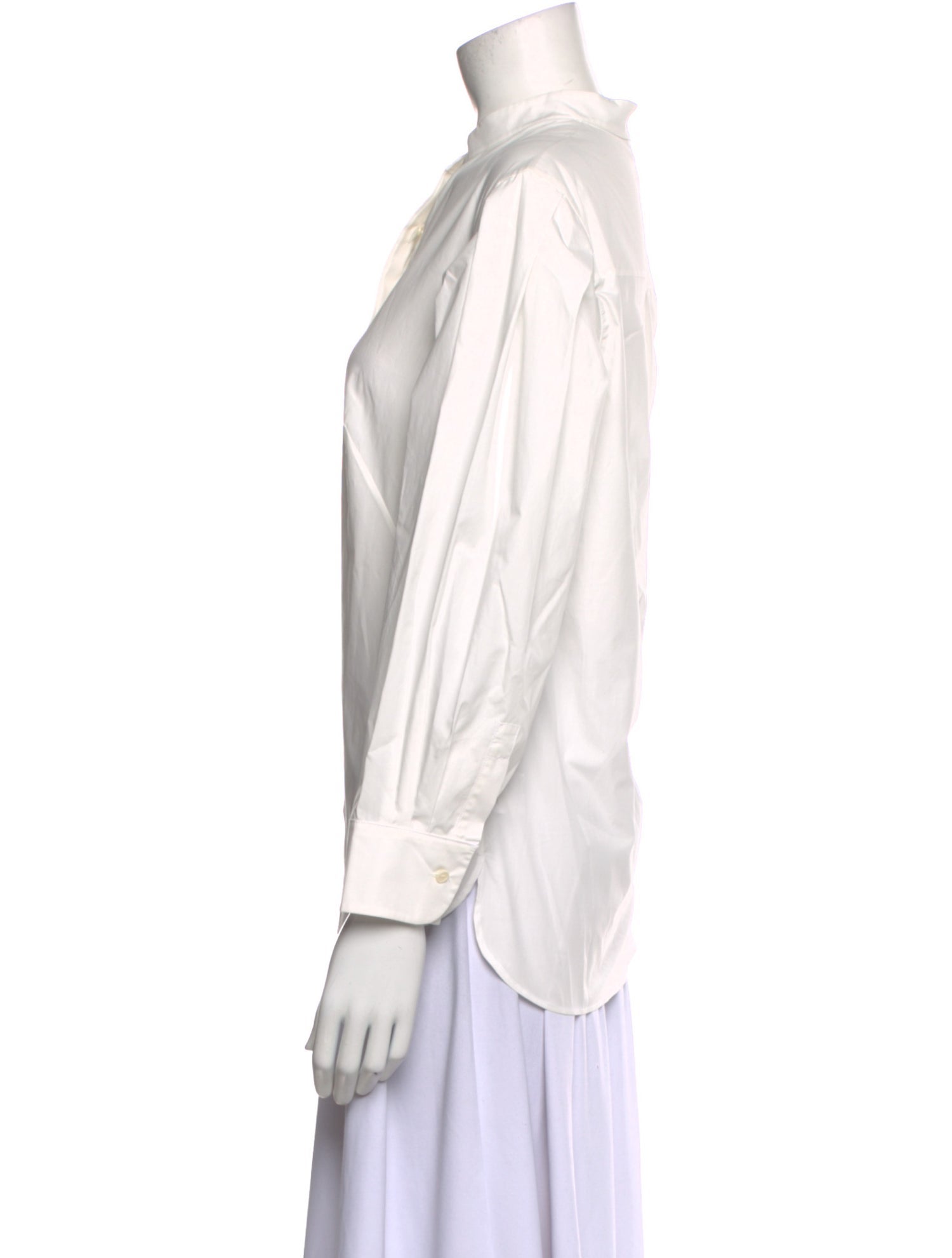 Akris Punto Mock Neck Long Sleeve Button-Up Top