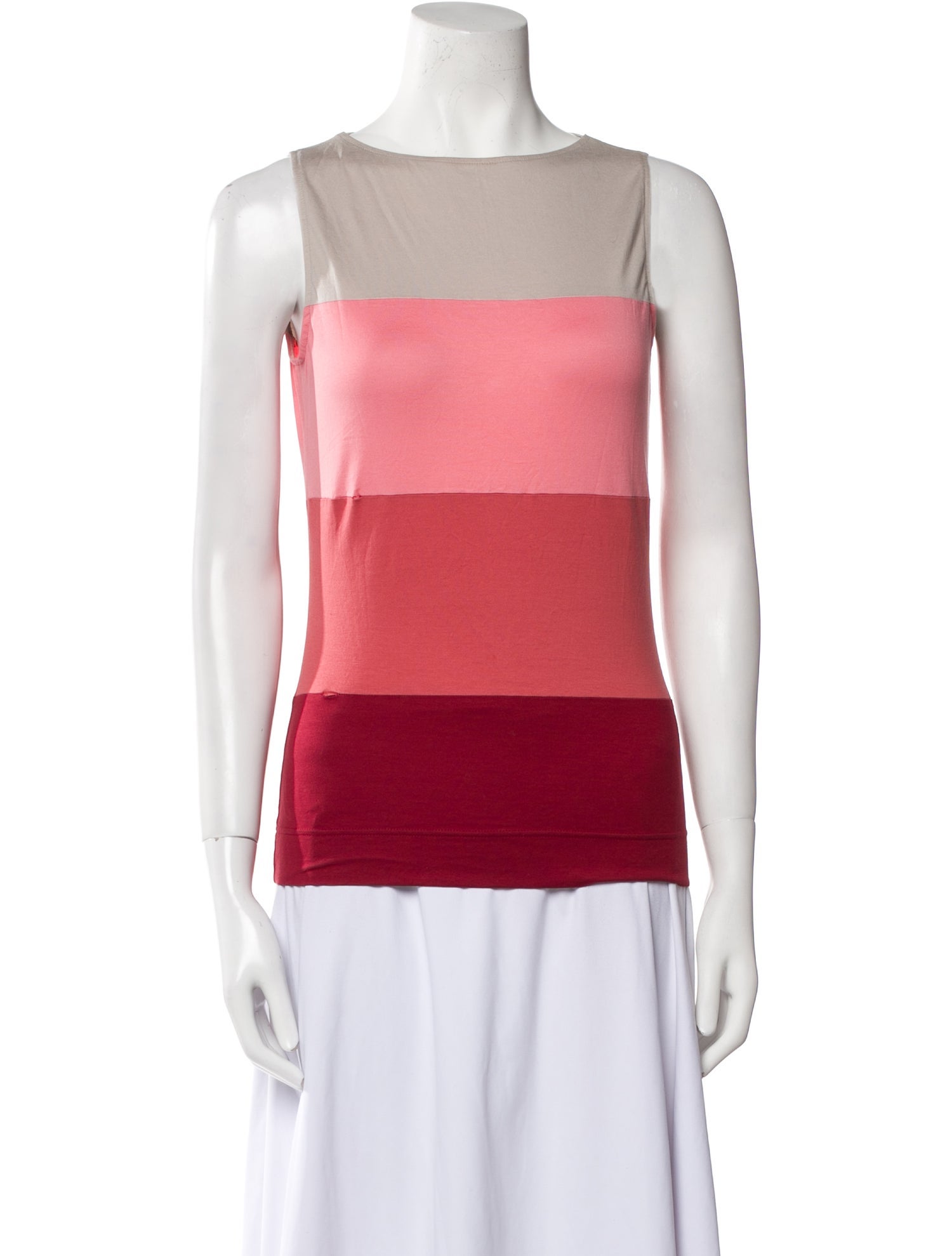 Akris Punto Colorblock Pattern Bateau Neckline Top