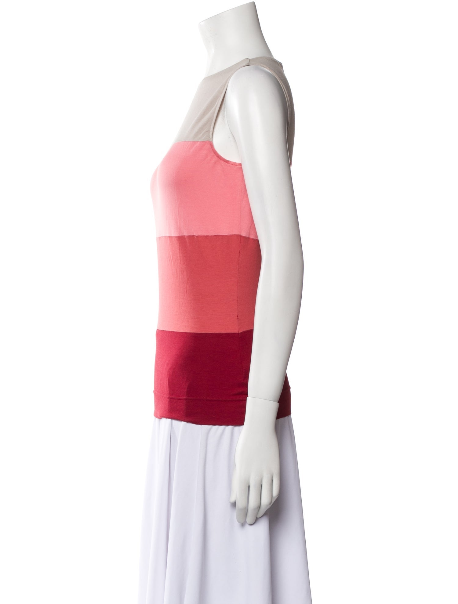 Akris Punto Colorblock Pattern Bateau Neckline Top